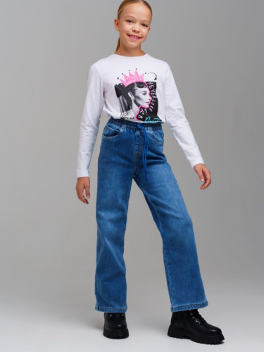 Брюки текстильные джинсовые утепленные для девочек