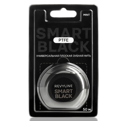 Зубная нить вощеная Revyline  PTFE Smart Black, мятная, 50 м