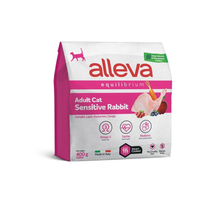 Alleva Equilibrium Sensitive Rabbit Adult Cat сухой корм для кошек, при чувствительном пищеварении, с КРОЛИКОМ - 400 г повседневный супер премиум низкозерновые для взрослых с кроликом мешок Импортный корм 1 уп. х 1 шт. х 0.4 кг