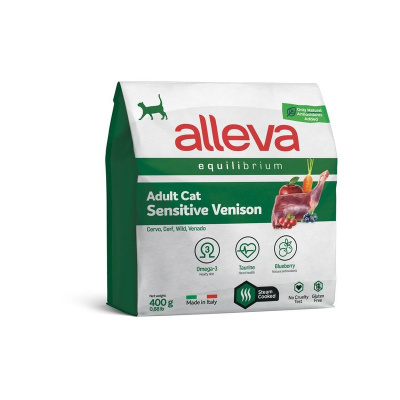 Alleva Equilibrium Sensitive Venison Adult Cat сухой корм для кошек, при чувствительном пищеварении, с ОЛЕНИНОЙ - 400 кг повседневный супер премиум низкозерновые для взрослых с олениной мешок Импортный корм 1 уп. х 1 шт. х 0.4 кг
