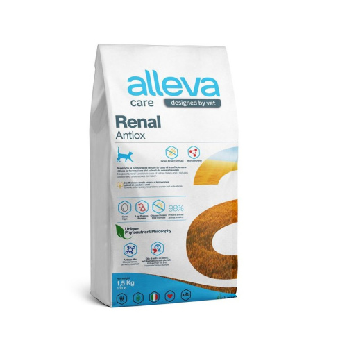 Alleva Care Cat Adult Renal Antiox сухой диетический корм для кошек, для поддержания функций почек - 1,5 кг ветеринарный супер премиум низкозерновые для взрослых с яйцом мешок Импортный корм 1 уп. х 1 шт. х 1.5 кг