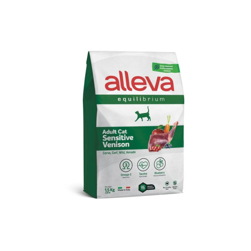 Alleva Equilibrium Sensitive Venison Adult Cat сухой корм для кошек, при чувствительном пищеварении, с ОЛЕНИНОЙ - 1,5 кг повседневный супер премиум низкозерновые для взрослых с олениной мешок Импортный корм 1 уп. х 1 шт. х 1.5 кг