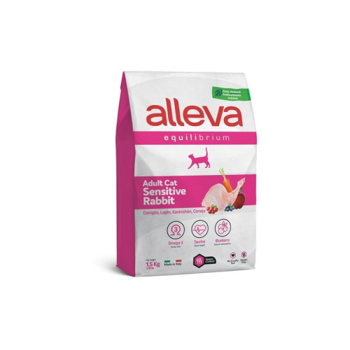Alleva Equilibrium Sensitive Rabbit Adult Cat сухой корм для кошек, при чувствительном пищеварении с КРОЛИКОМ - 1,5 кг повседневный супер премиум низкозерновые для взрослых с кроликом мешок Импортный корм 1 уп. х 1 шт. х 1.5 кг