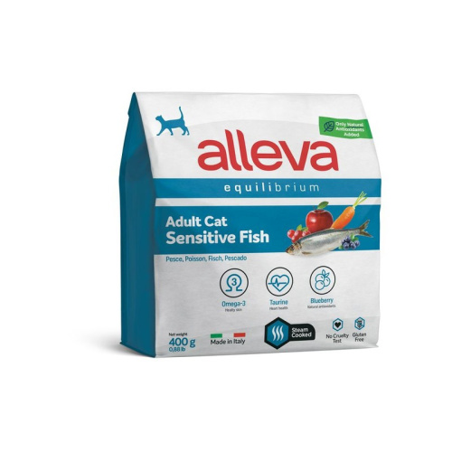 Alleva Equilibrium Sensitive Venison Adult Cat сухой корм для кошек, с чувствительным пищеварением, с РЫБОЙ  - 400 г повседневный супер премиум низкозерновые для взрослых с рыбой мешок Импортный корм 1 уп. х 1 шт. х 0.4 кг