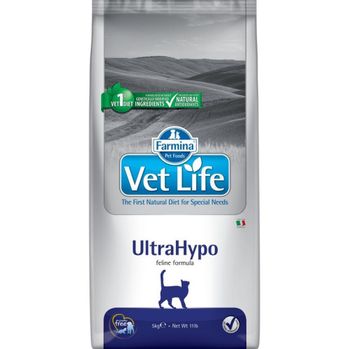 Farmina Vet Life Cat Ultrahypo ветеринарный диетический сухой корм для взрослых кошек с неблагоприятными реакциями на пищу - 5 кг диетические супер премиум без курицы для взрослых с рыбой мешок Импортный корм 1 уп. х 1 шт. х 5 кг