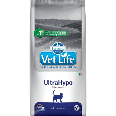 Farmina Vet Life Cat Ultrahypo ветеринарный диетический сухой корм для взрослых кошек с неблагоприятными реакциями на пищу - 5 кг диетические супер премиум без курицы для взрослых с рыбой мешок Импортный корм 1 уп. х 1 шт. х 5 кг
