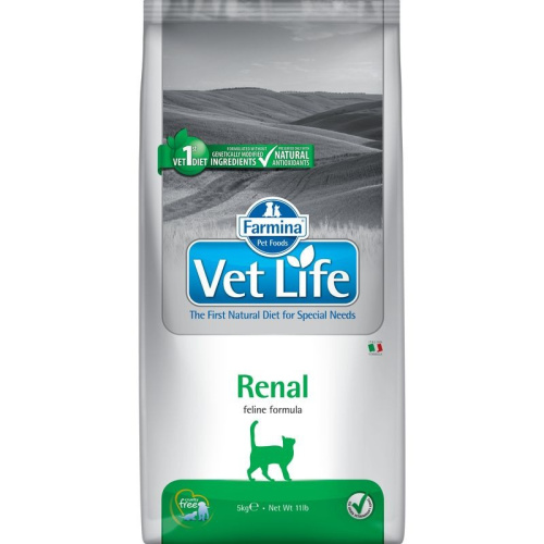 Farmina Vet Life Cat Renal сухой корм для кошек, для поддержания функции почек - 5 кг диетические супер премиум для взрослых с курицей мешок Импортный корм 1 уп. х 1 шт. х 5 кг