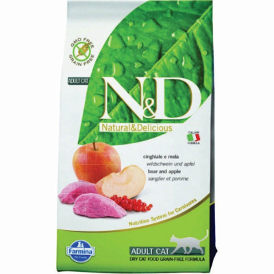 Farmina N&amp;D Prime Cat Boar &amp; Apple Adult сухой беззерновой корм для взрослых кошек с кабаном и яблоком - 10 кг повседневный супер премиум беззерновые для взрослых с кабаном мешок Импортный корм 1 уп. х 1 шт. х 10 кг