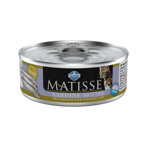Farmina Matisse Sardine Mousse влажный корм для взрослых кошек мусс с сардиной - 85 г (12 шт в уп) повседневный премиум для взрослых с сардиной для всех пород консервы (в железной банке) Импортный корм 1 уп. х 12 шт. х 1.02 кг