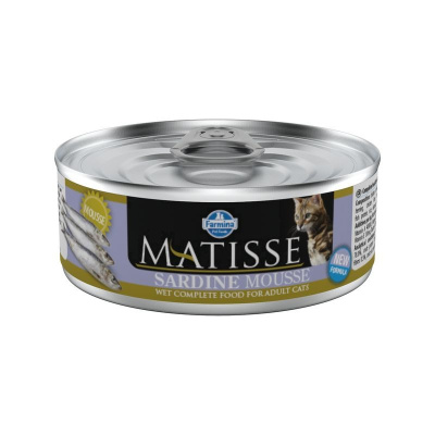 Farmina Matisse Sardine Mousse влажный корм для взрослых кошек мусс с сардиной - 85 г (12 шт в уп) повседневный премиум для взрослых с сардиной для всех пород консервы (в железной банке) Импортный корм 1 уп. х 12 шт. х 1.02 кг
