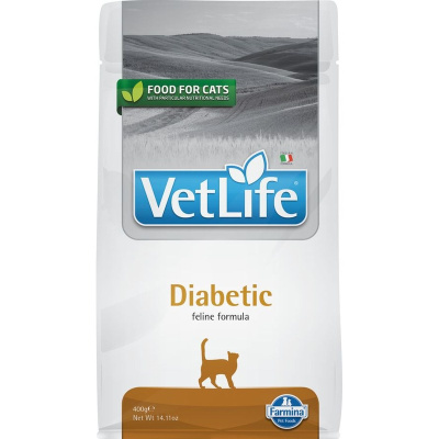 Farmina Vet Life Cat Diabetic ветеринарный диетический сухой корм для взрослых кошек с заболеванием сахарного диабета - 400 г диетические супер премиум низкозерновые для взрослых с курицей мешок Импортный корм 1 уп. х 1 шт. х 0.4 кг