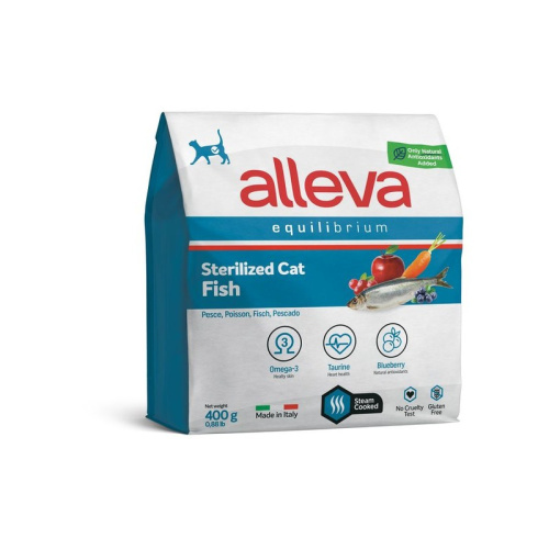 Alleva Equilibrium Fish Sterilized Cat сухой корм для стерилизованных кошек, с РЫБОЙ - 400 г повседневный супер премиум низкозерновые для взрослых с рыбой мешок Импортный корм 1 уп. х 1 шт. х 0.4 кг