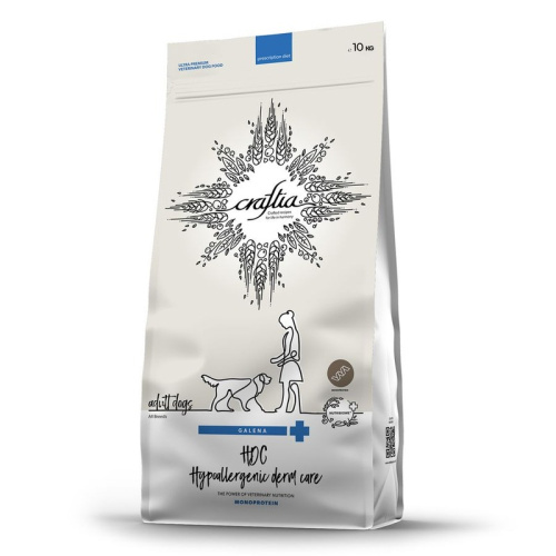 Craftia Galena Dog Hypoallergenic Derm Care корм для собак при пищевой аллергии и заболеваниях кожи - 10 кг ветеринарный для взрослых для всех пород мешок Сербия 1 уп. х 1 шт. х 10 кг