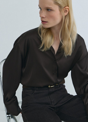 Блузка из сатина, Коричневый