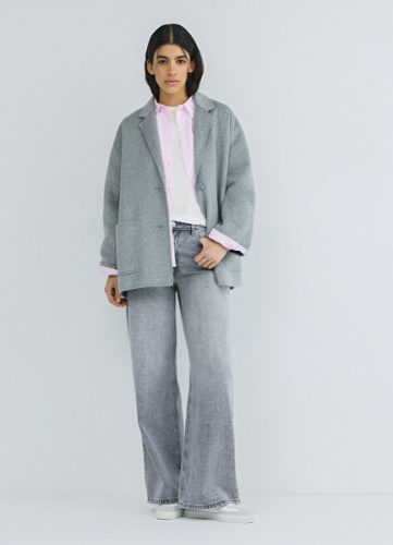 Лёгкое пальто с шерстью, Серый