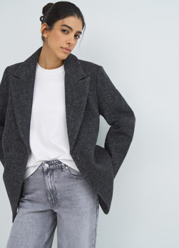 Пальто-пиджак из шерсти, Серый