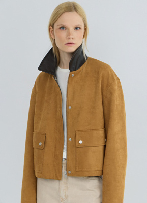 Куртка из искусственной замши, Бежевый