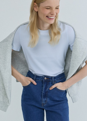 Базовая футболка из хлопка, Голубой