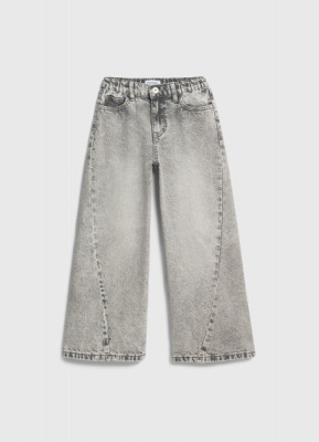 Джинсы Wide leg с металлическим декором для девочек, Серый