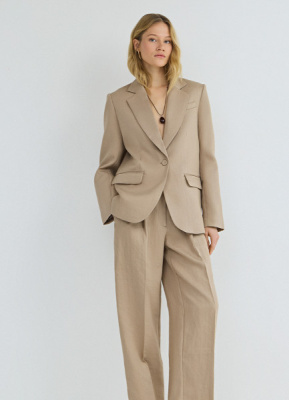 Однобортный жакет, Бежевый