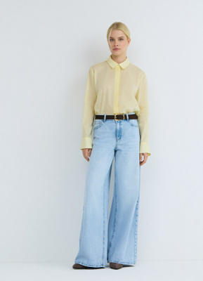 Широкие джинсы с высокой посадкой, Голубой