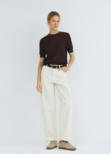 Джинсы Barrel с высокой посадкой, Бежевый