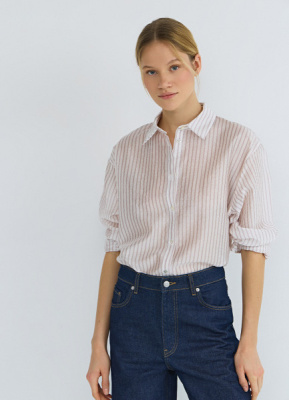 Блузка из лиоцелла в полоску, Белый