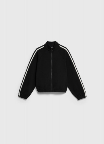 Толстовка на молнии с лампасами для девочек, Черный