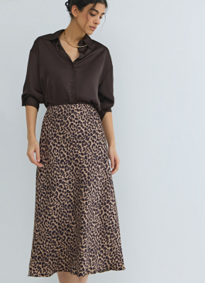 Сатиновая юбка А-силуэта, Бежевый