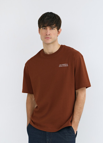 Футболка из хлопка с принтом, Оранжевый