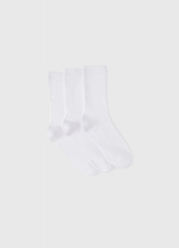 Носки в рубчик, 3 пары, Белый