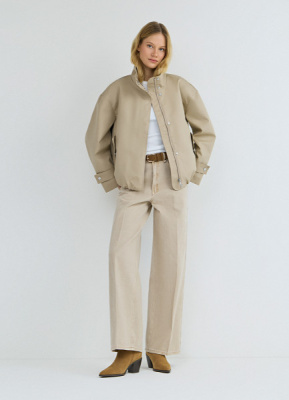 Короткая куртка с воротником-стойкой, Бежевый