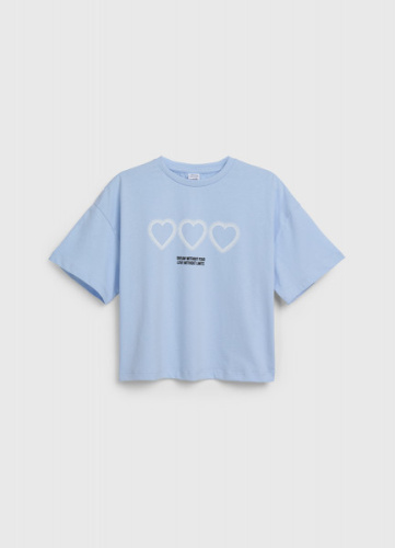 Футболка с принтом для девочек, Голубой