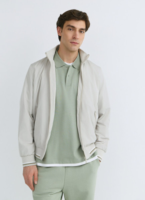 Бомбер с контрастными деталями, Бежевый