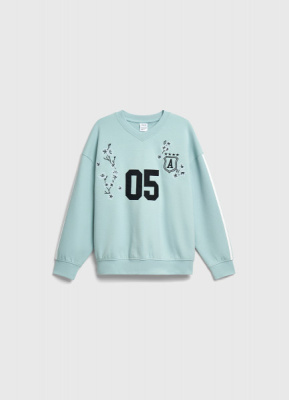 Свитшот с аппликацией для девочек, Зеленый