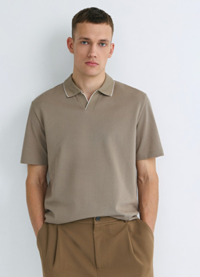 Поло из шелковистого пике, Бежевый