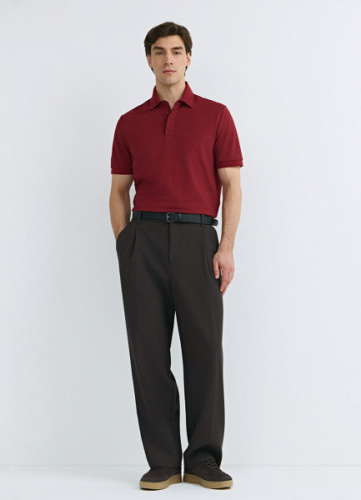 Поло из двуцветного пике, Красный