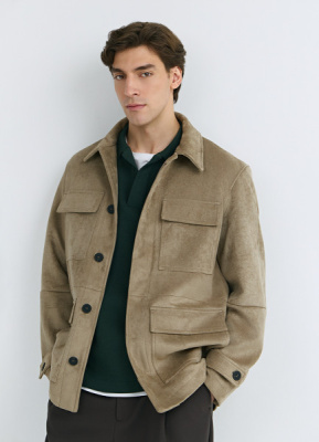 Куртка из искусственной замши с карманами, Бежевый