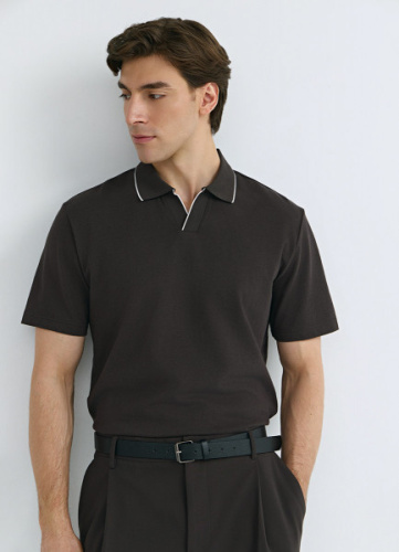 Поло из шелковистого пике, Коричневый