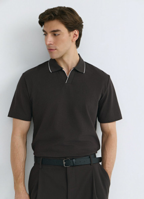 Поло из шелковистого пике, Коричневый