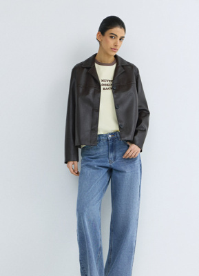 Куртка из искусственной кожи, Коричневый