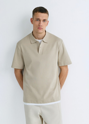 Поло с имитацией второго слоя, Бежевый