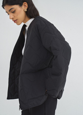 Легкая стёганая утеплённая куртка, Черный