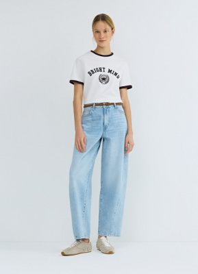 Джинсы Barrel с высокой посадкой, Голубой