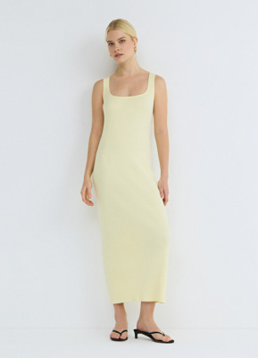 Платье в рубчик, Желтый