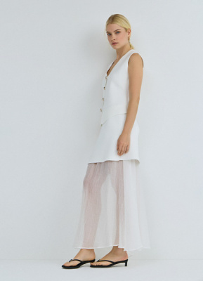 Двуслойная юбка с полупрозрачным подолом, Белый