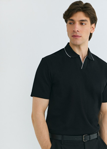 Поло из шелковистого пике, Черный