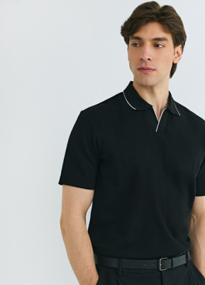 Поло из шелковистого пике, Черный