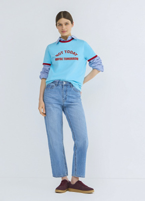 Укороченные джинсы Straight, Голубой