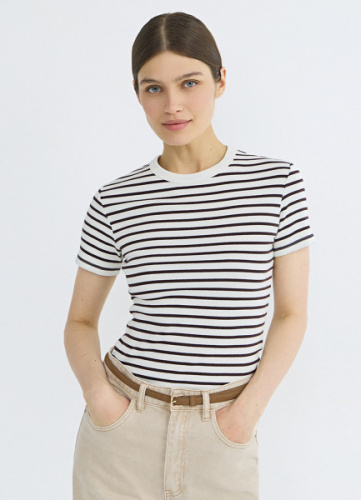 Футболка в рубчик, Коричневый